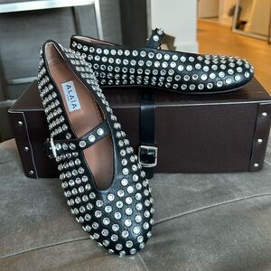 Alaia leather Mary Jane flats with all over studs